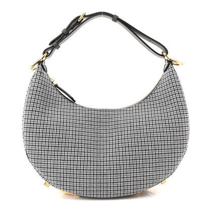 Fendi Wool Vitello Grace Small Houndstooth Small Fendigraphy Hobo Bag Grigio Anthracite 1 of 11