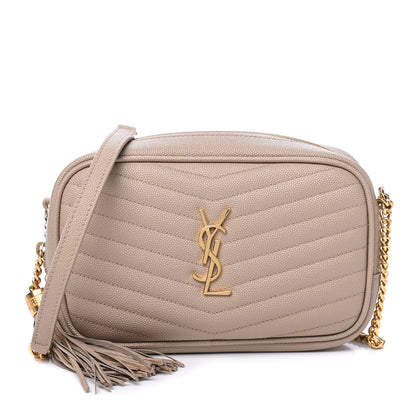 Saint Laurent Grain De Poudre Matelasse Monogram Mini Lou Camera Bag Dark Beige 1 of 4