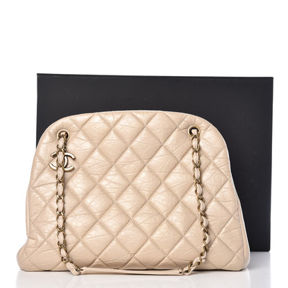 Chanel Aged Calfskin Large Just Mademoiselle Bowling Bag Beige 12 of 12