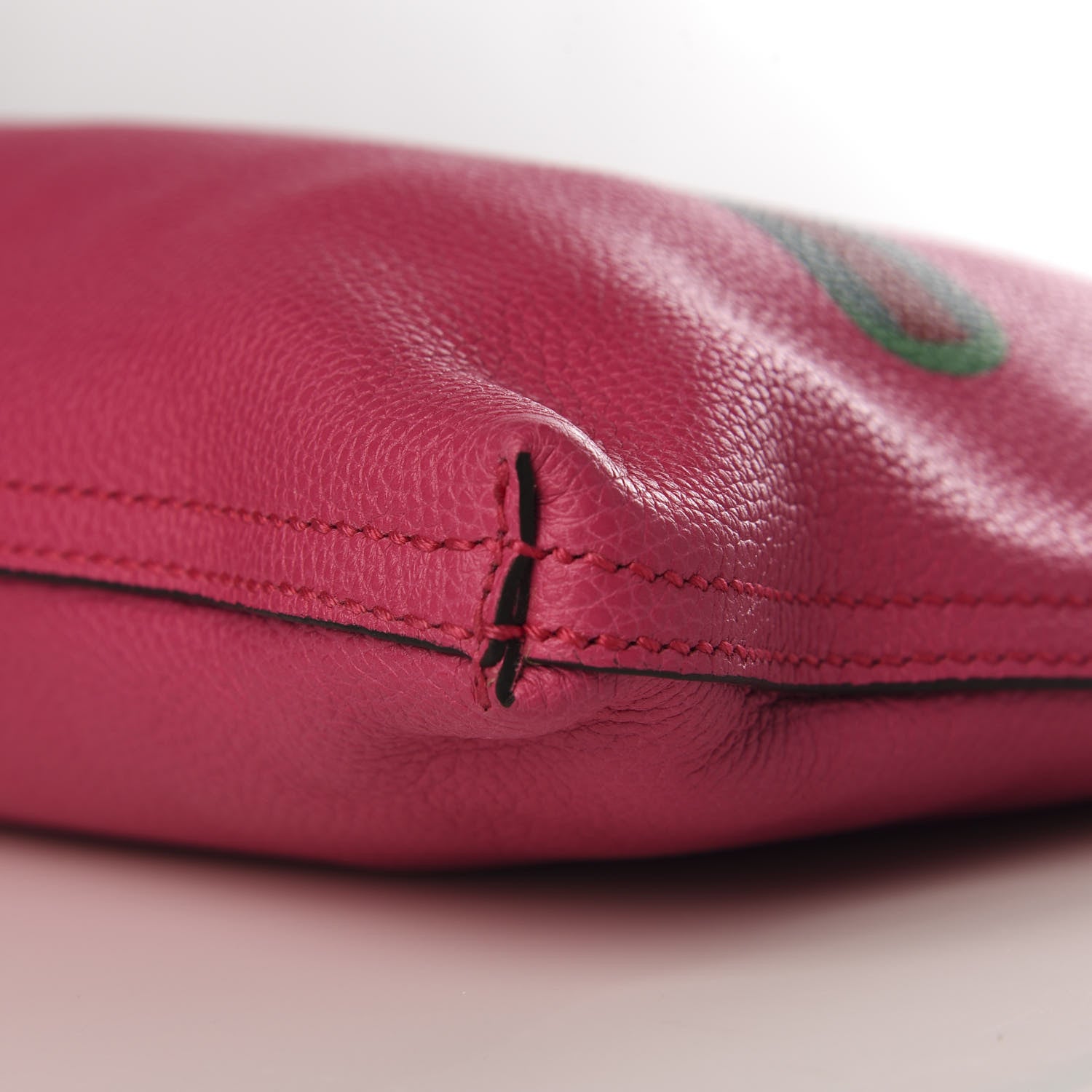 Gucci Pebbled Calfskin Medium Logo Portfolio Clutch Box Pink Green 6 of 9