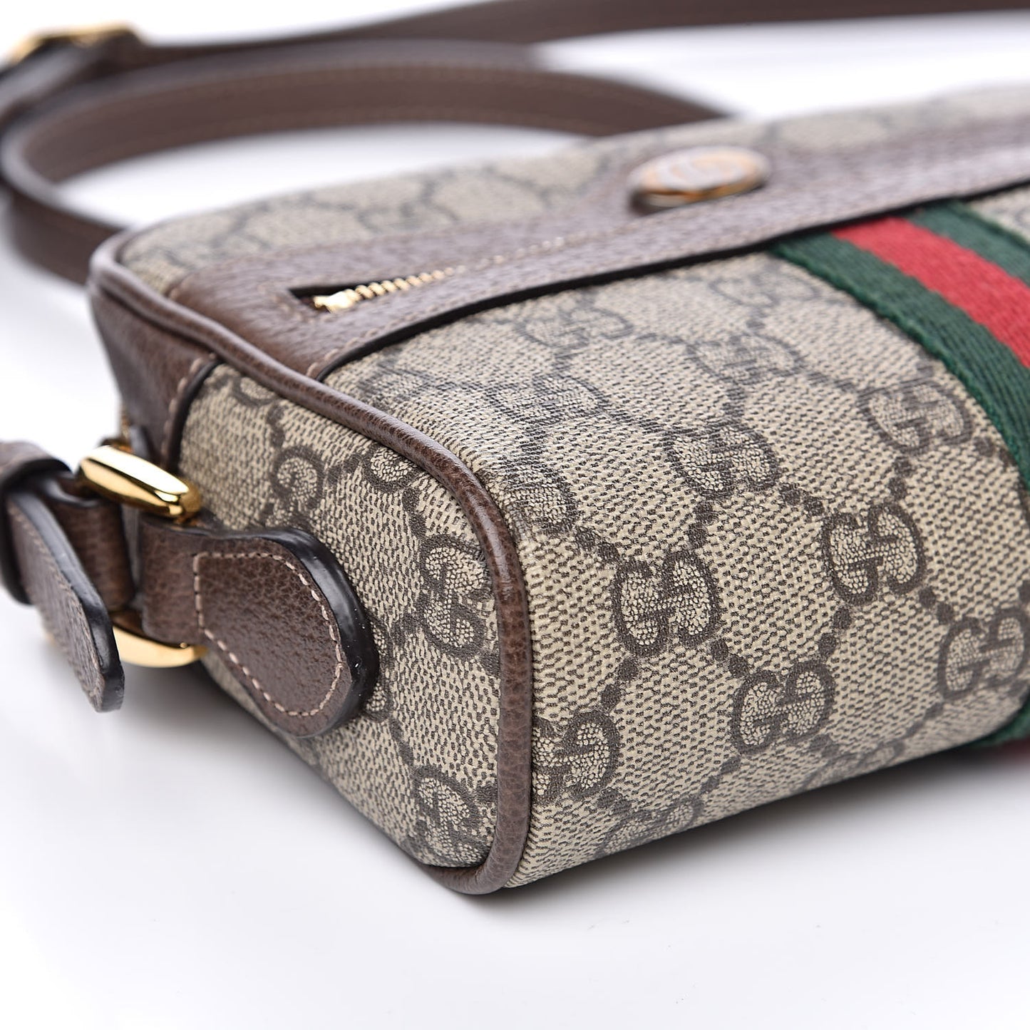 GG Supreme Monogram Web Mini Ophidia Shoulder Bag Brown
