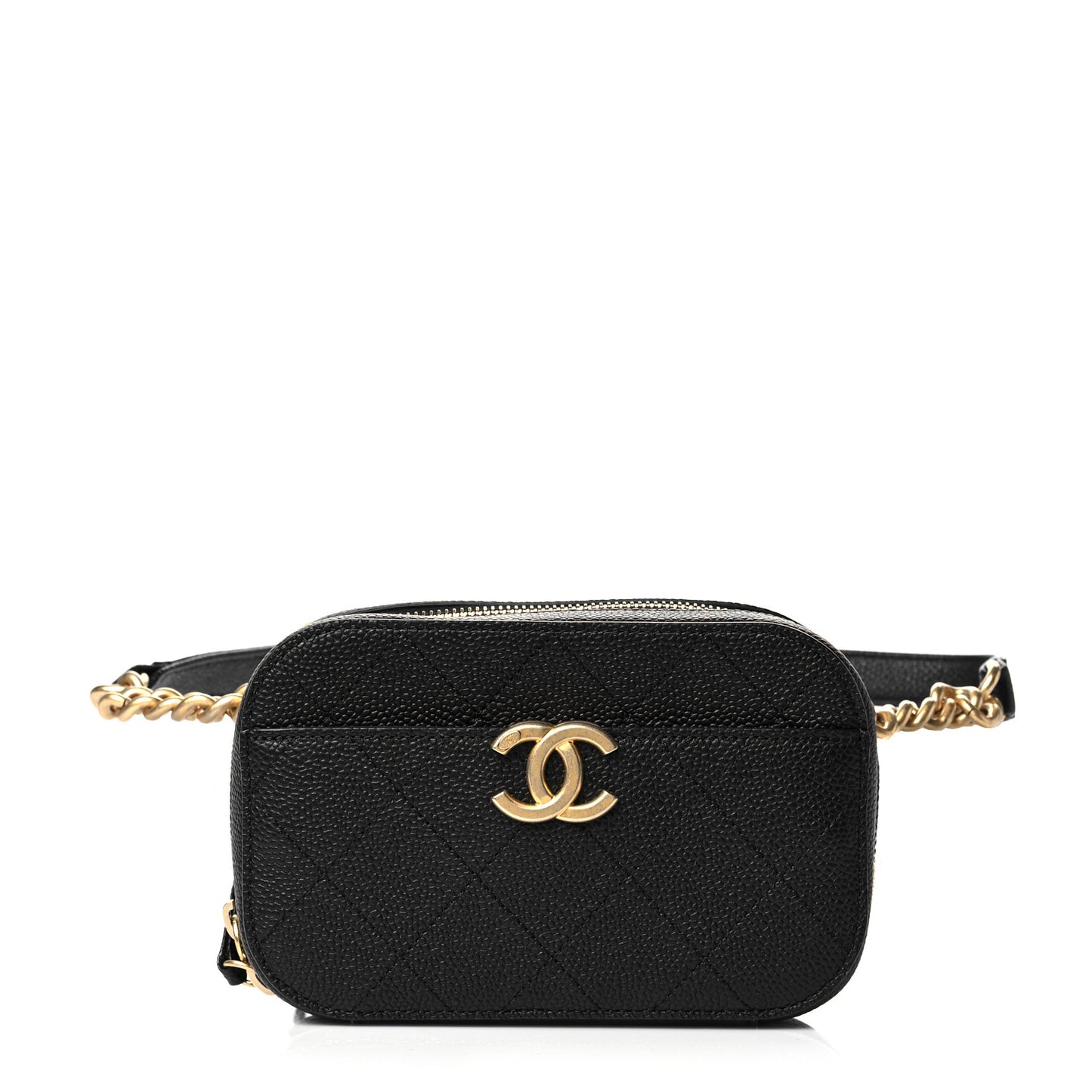 Caviar Quilted Waist Bag Black