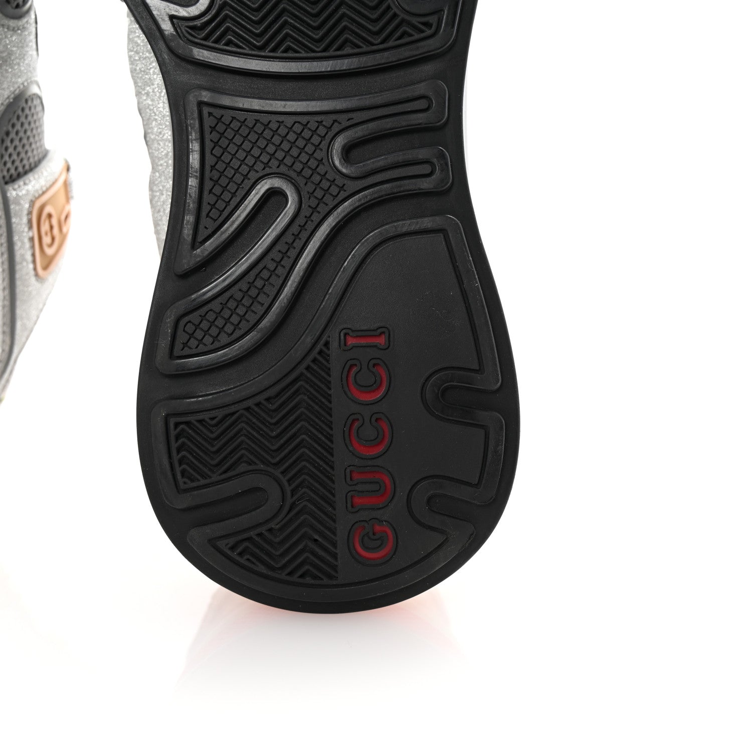 Gucci Metallic Calfskin Glitter Mesh Womens Ultrapace Sneakers 38 Silver Light Grey Mystic White 7 of 8