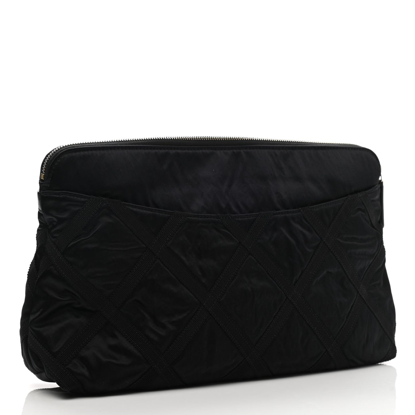 Nylon Grosgrain Large Lifestyle Pouch With Foldable Tote Black