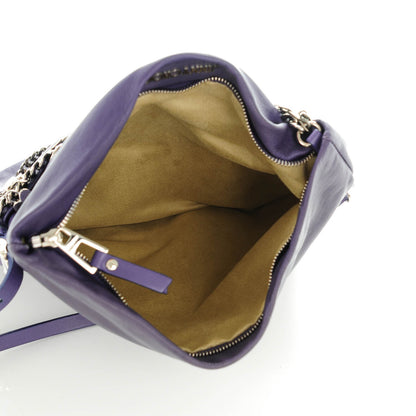 Jimmy Choo Lambskin Small Biker Saddle Chain Satchel Purple 5 of 7