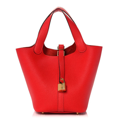 Hermes Taurillon Maurice Picotin Lock 18 PM Rouge de Coeur 1 of 9