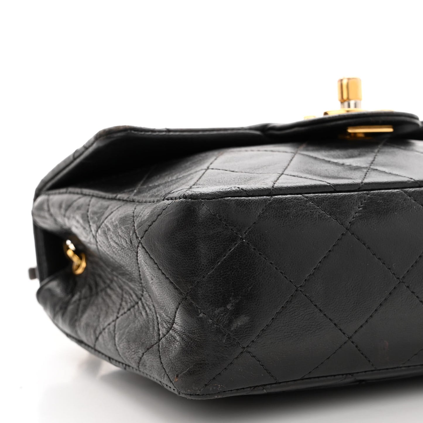 Lambskin Quilted Mini Square Flap Black