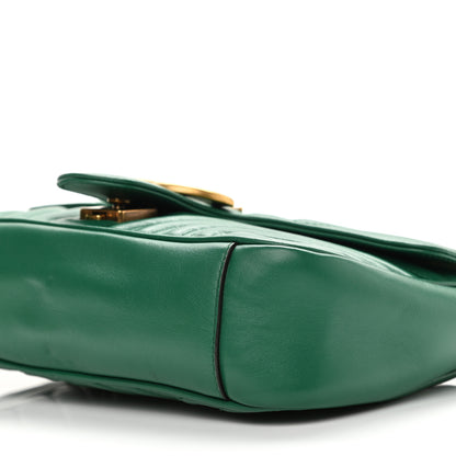 Gucci Calfskin Matelasse Small GG Marmont Shoulder Bag Emerald Green 10 of 10