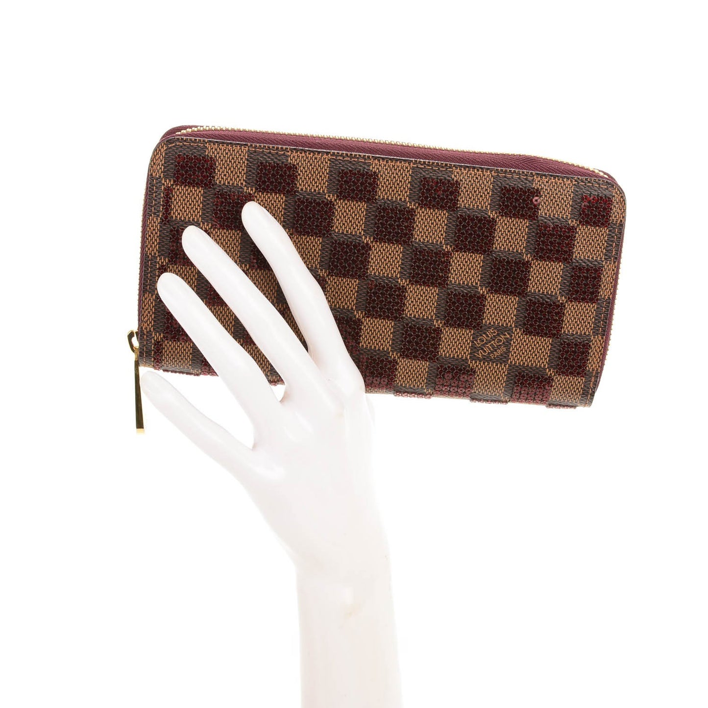 Damier Paillettes Zippy Wallet Red