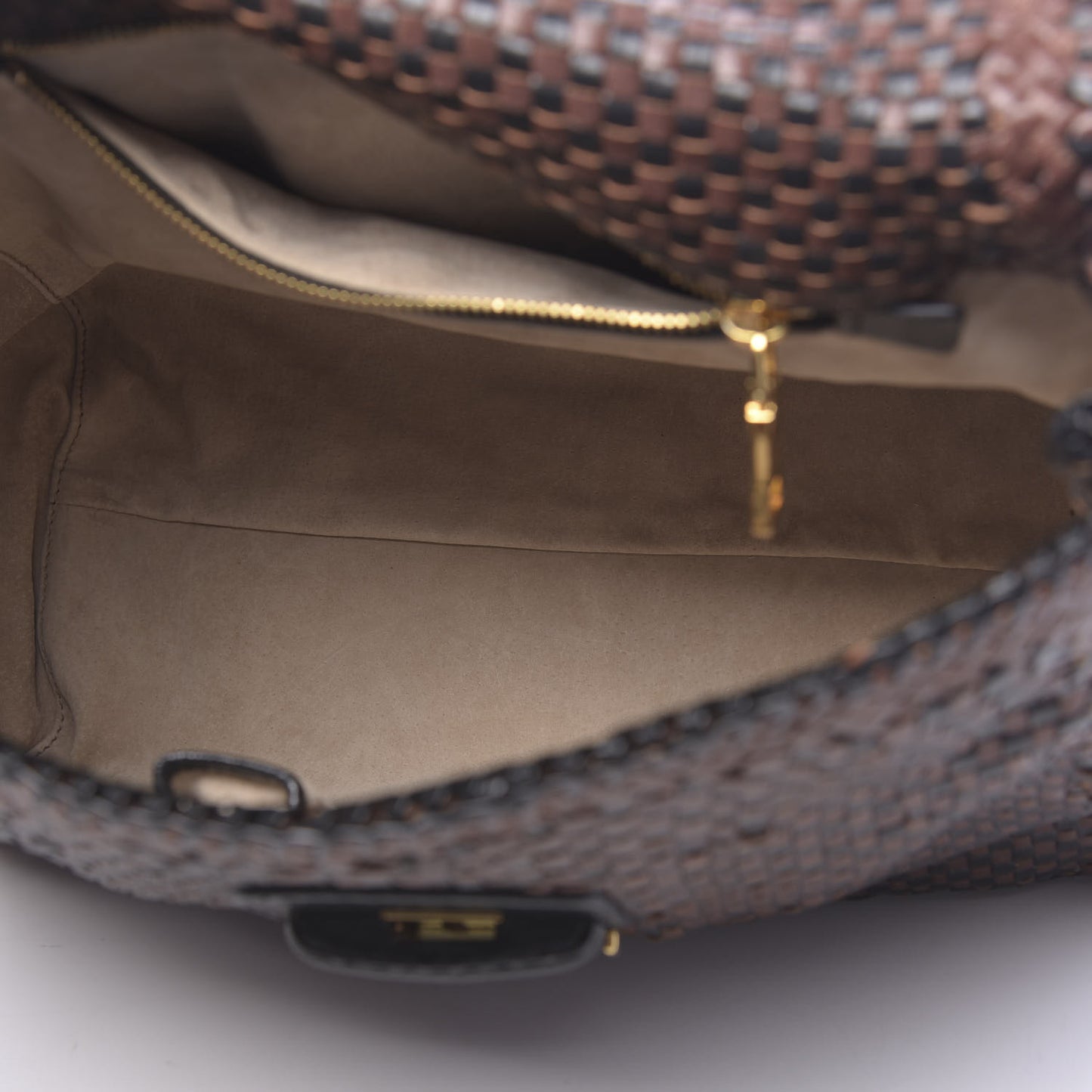 Goatskin Woven Top Handle Satchel Moro Black