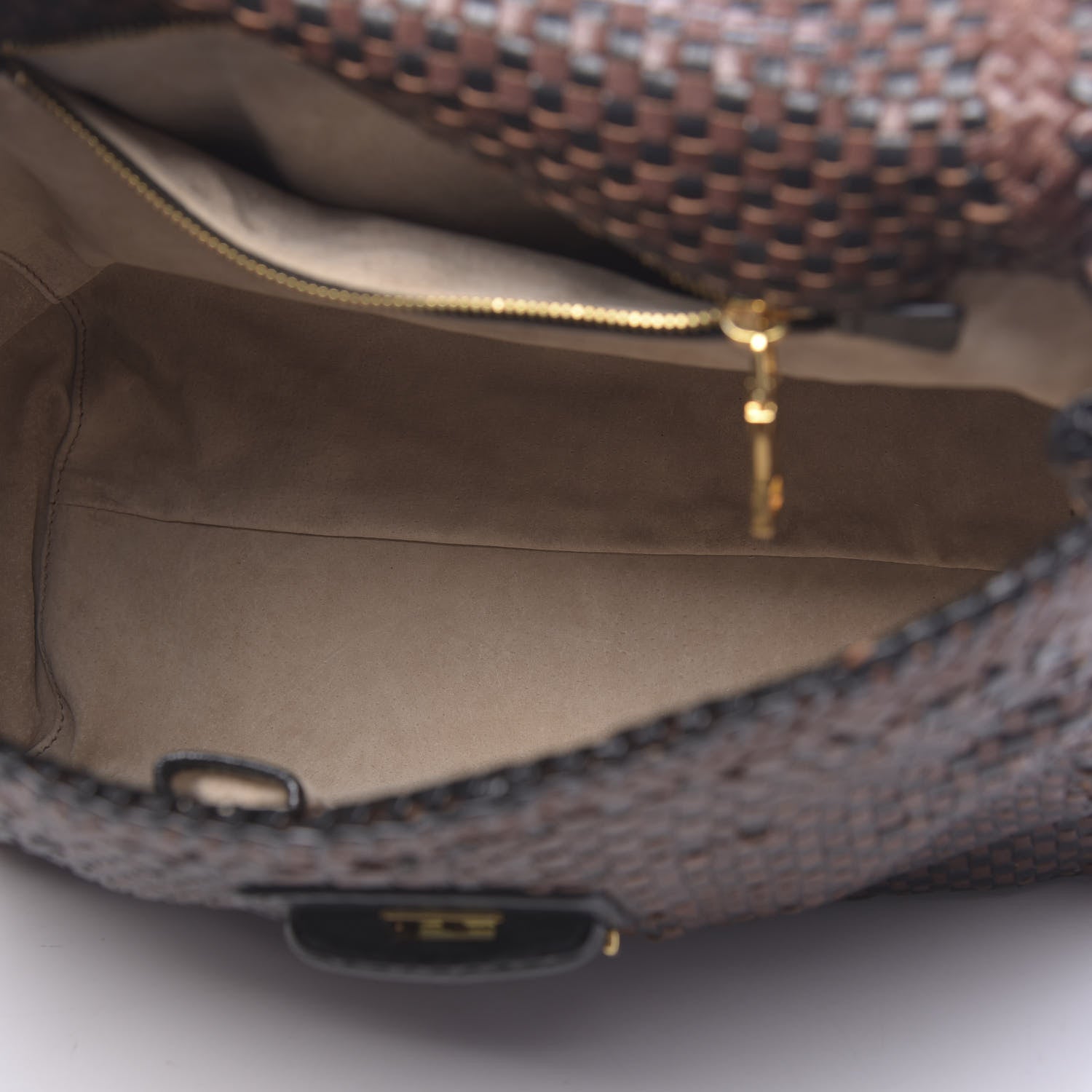 Prada Goatskin Woven Top Handle Satchel Moro Black 5 of 9