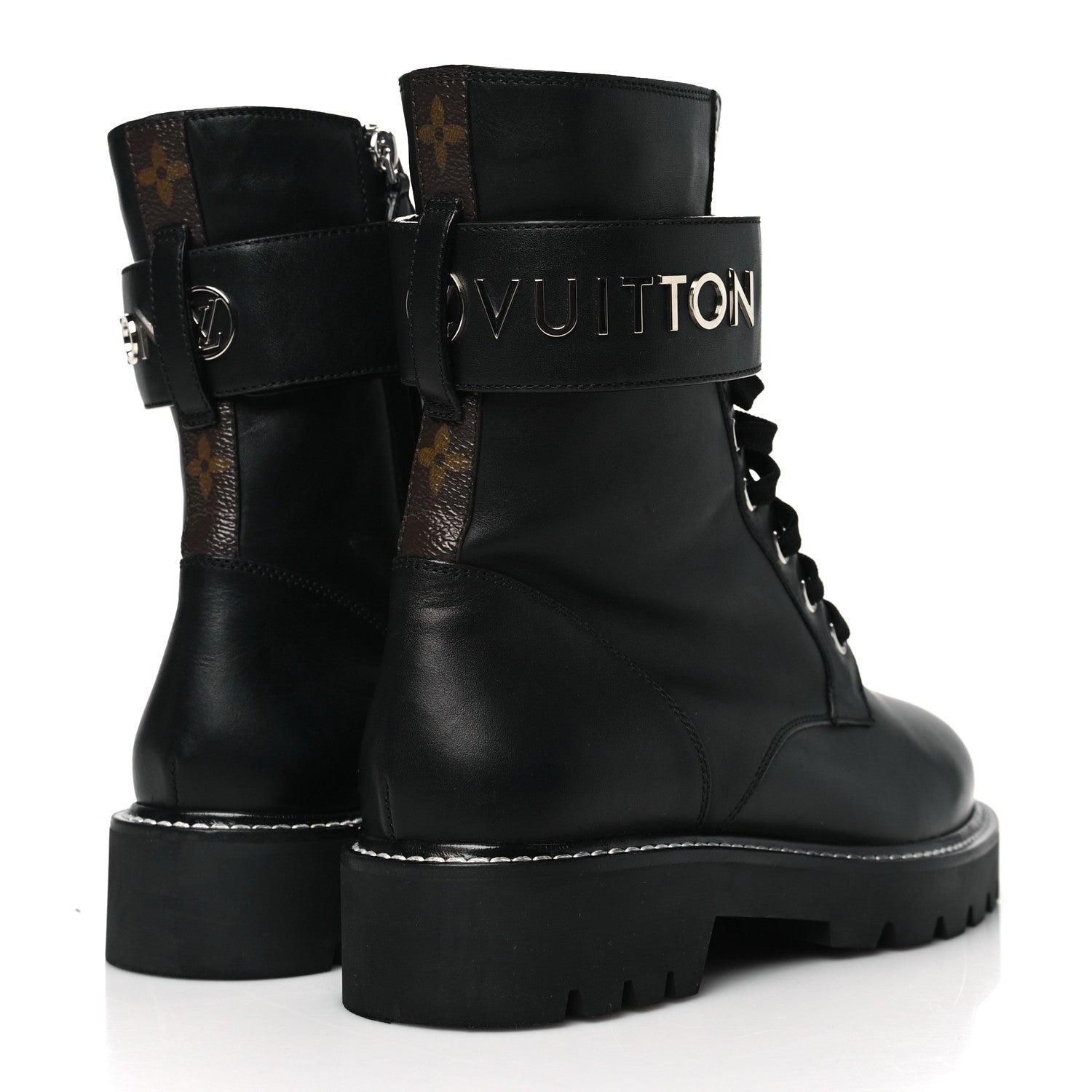 Louis Vuitton Calfskin Territory Flat Ranger Boots 39 Black 4 of 9