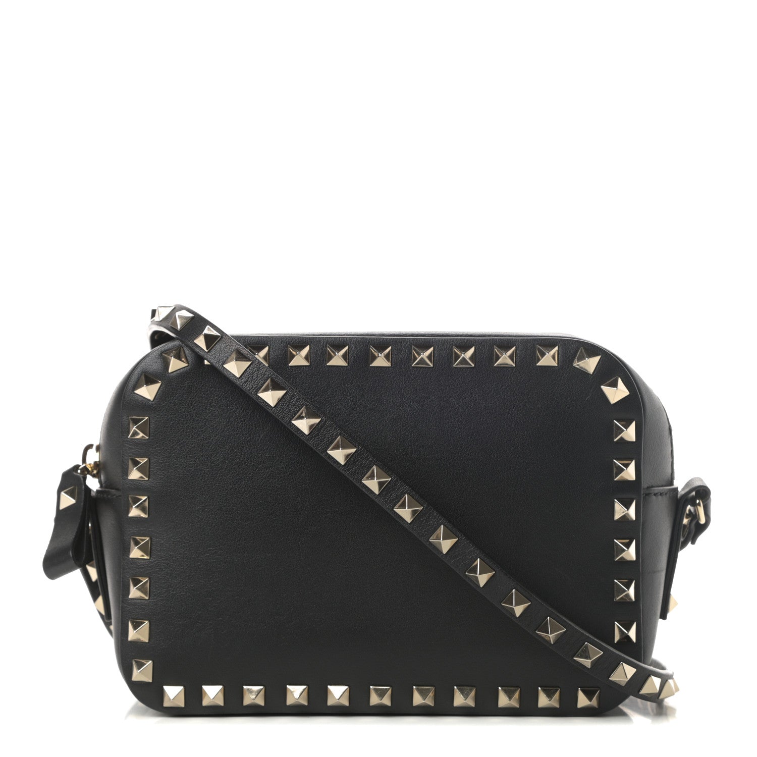 Valentino Garavani Calfskin Rockstud Camera Crossbody Bag Black 1 of 12