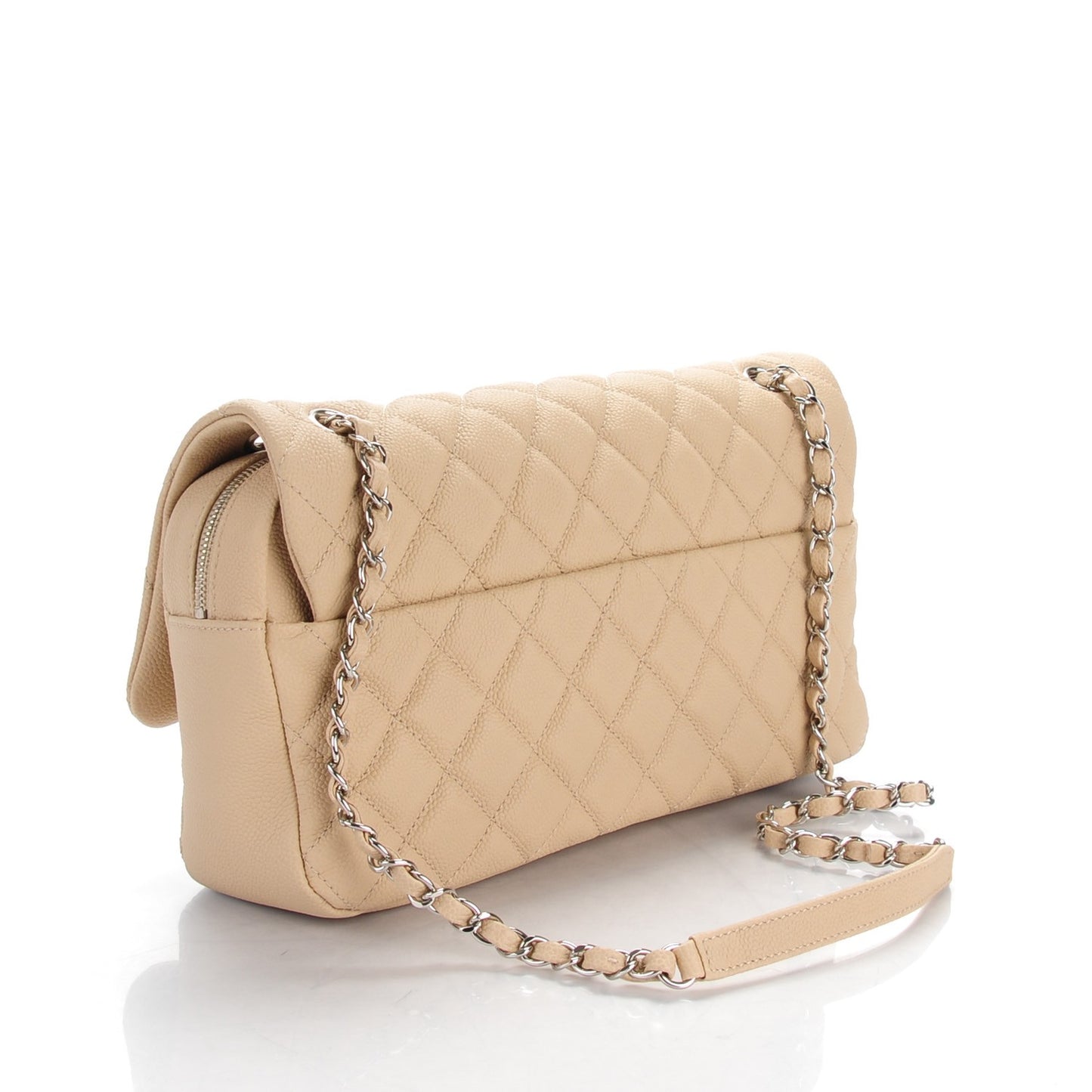 Caviar Quilted Jumbo Easy Flap Beige