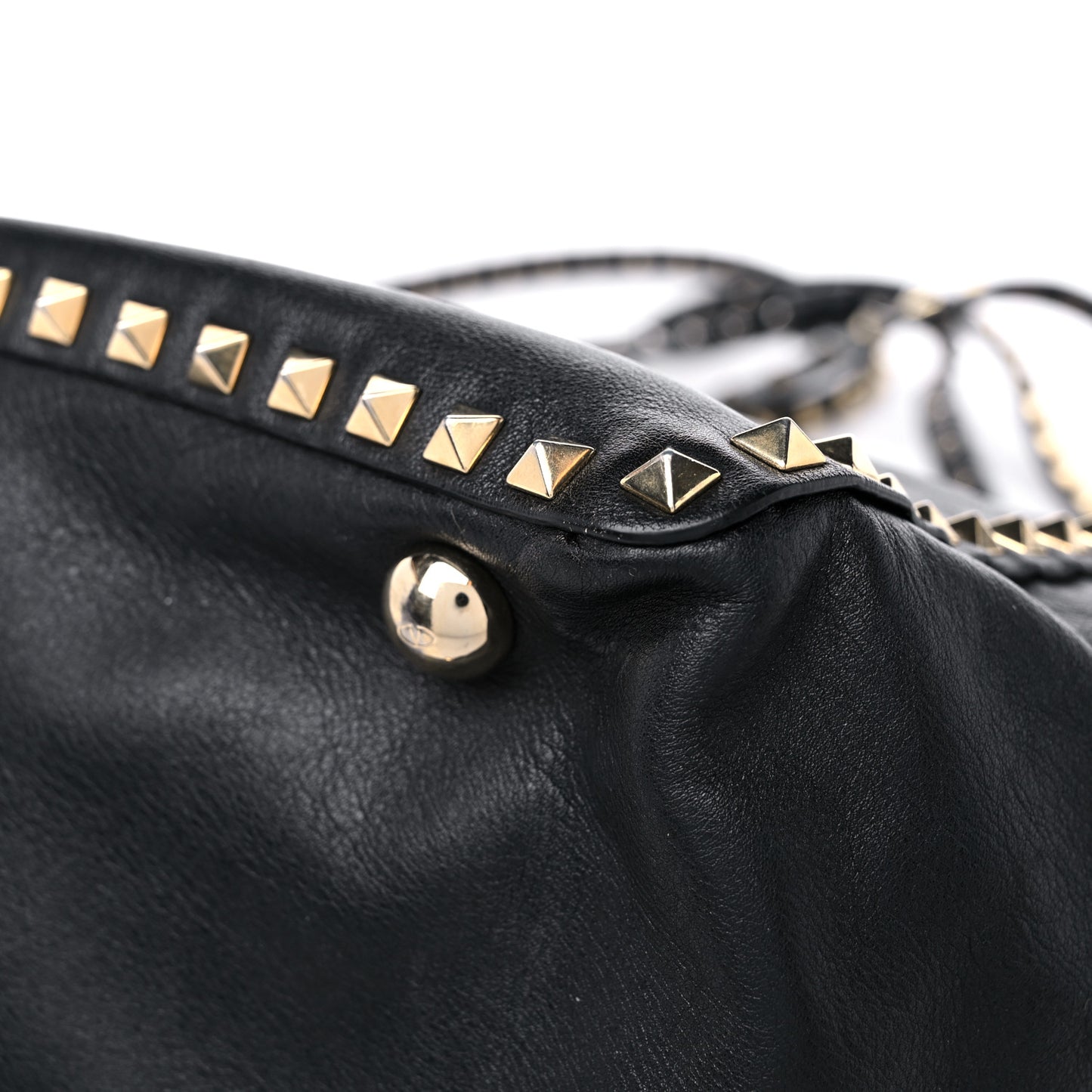 Vitello Medium Rockstud Tote Black