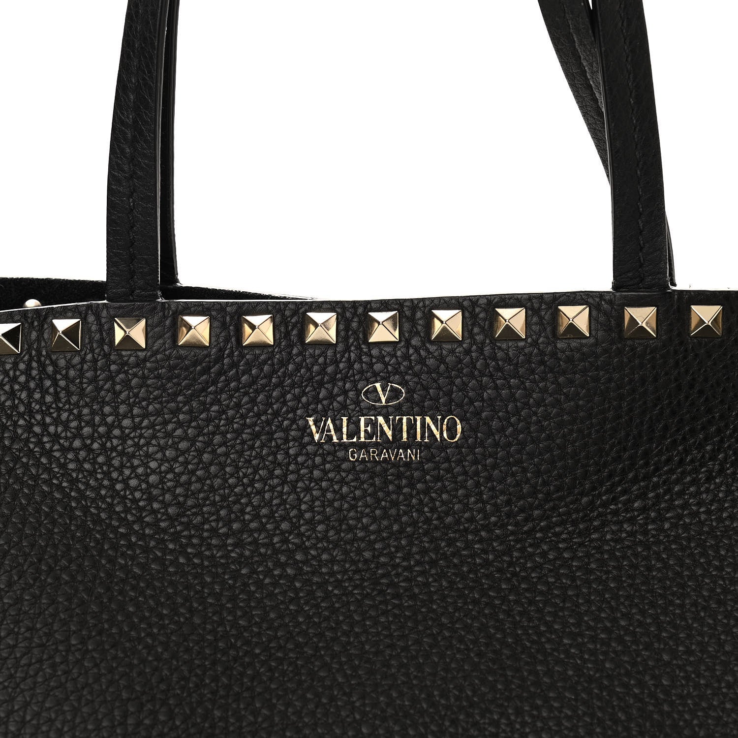 Valentino Garavani Grained Calfskin Rockstud Shoulder Tote Black 7 of 9