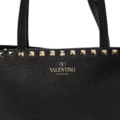 Valentino Garavani Grained Calfskin Rockstud Shoulder Tote Black 7 of 9