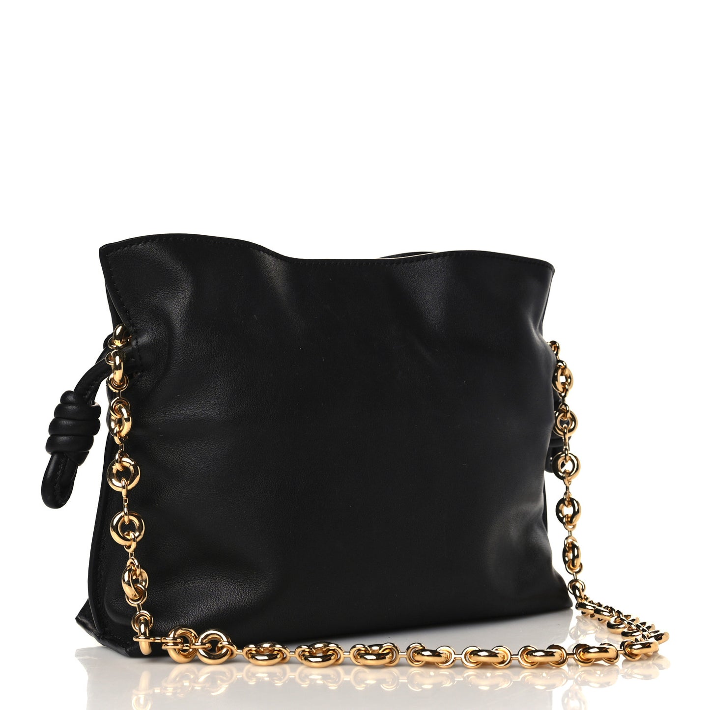 Nappa Calfskin Mini Flamenco Knot Clutch With Chain Black