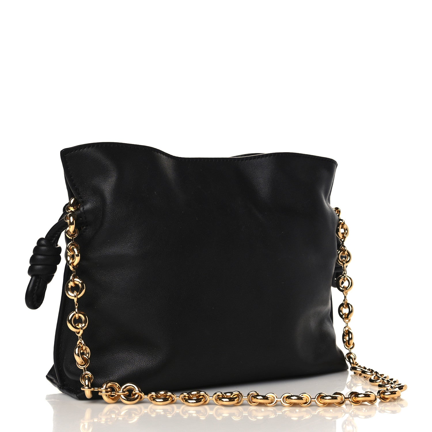 Loewe Nappa Calfskin Mini Flamenco Knot Clutch With Chain Black 3 of 9