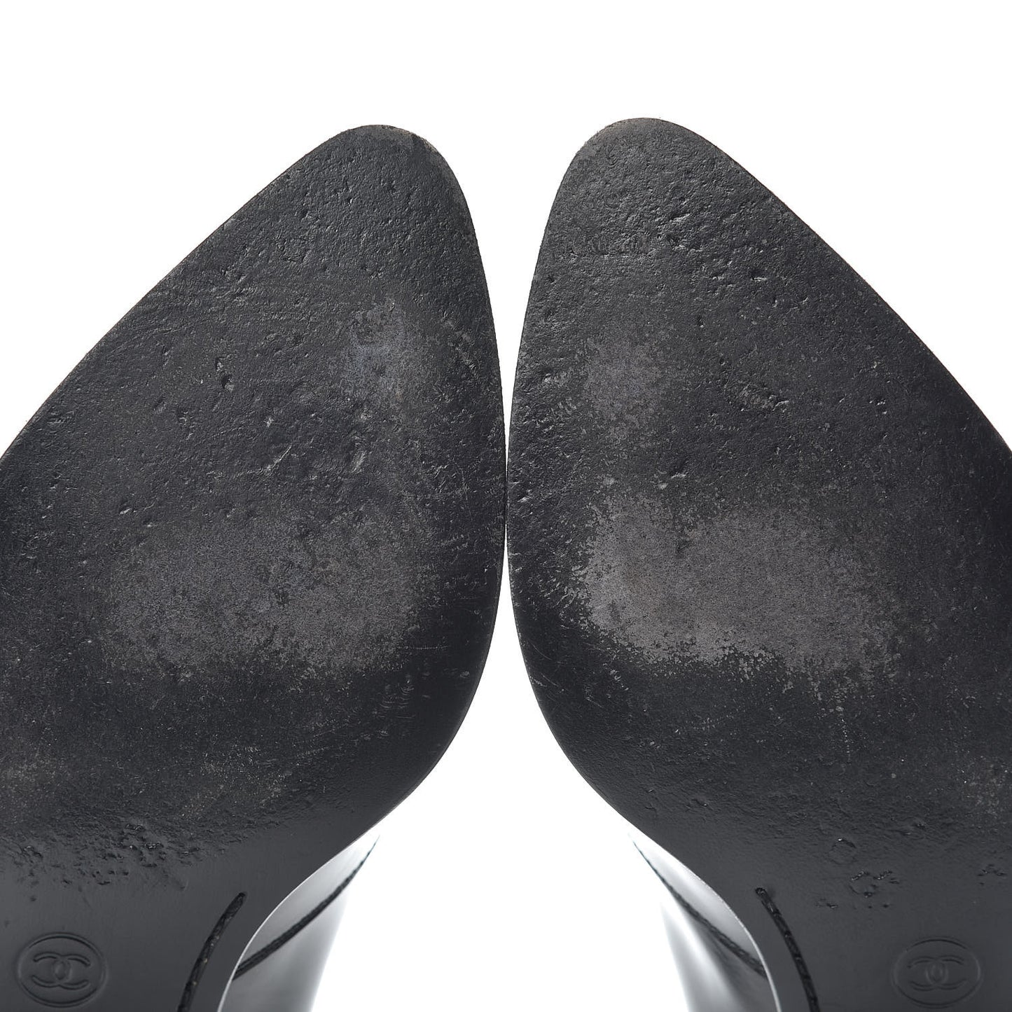 Glazed Calfskin CC Loafers 38 Black