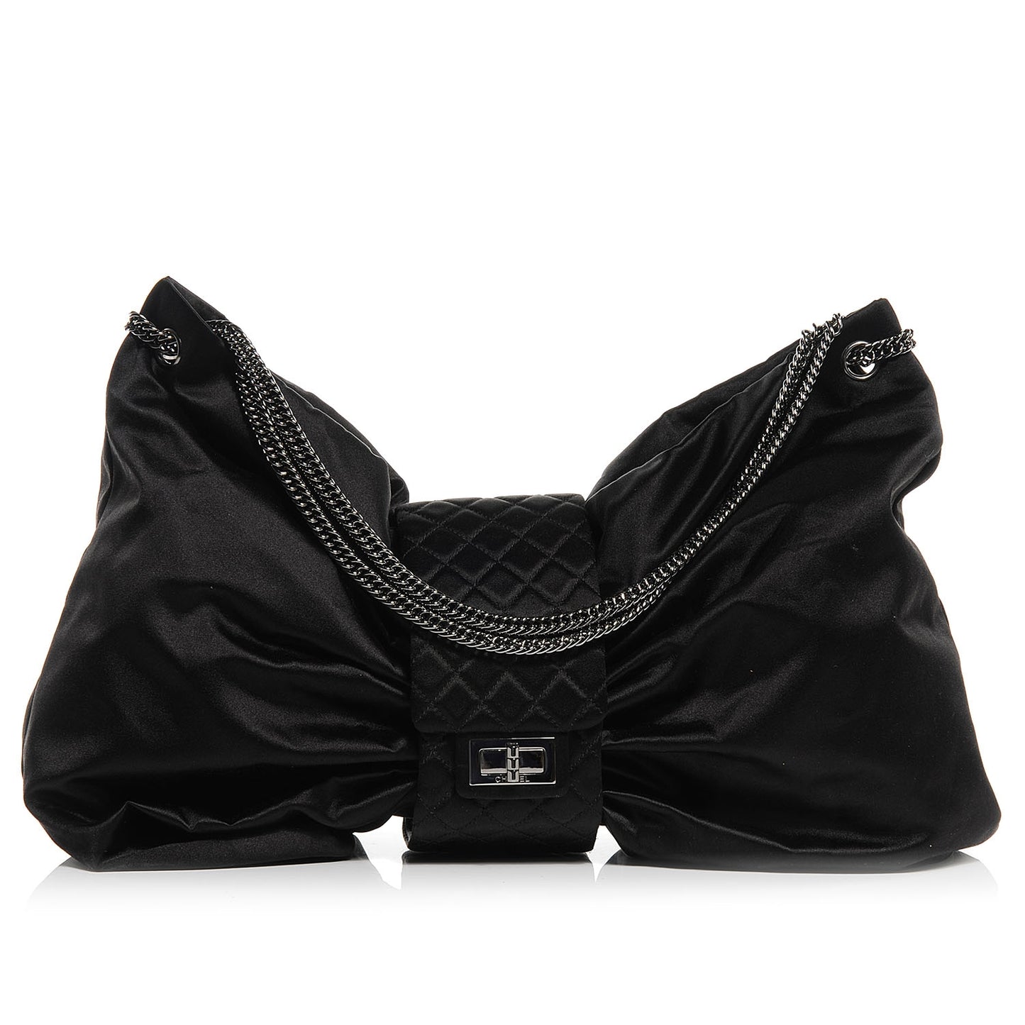 Satin Large Bow Bag Black