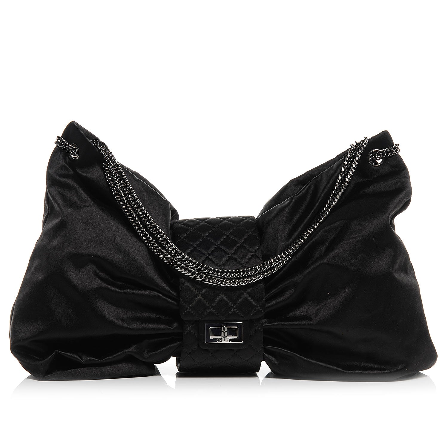 Chanel Satin Large Bow Bag Black 1 of 7