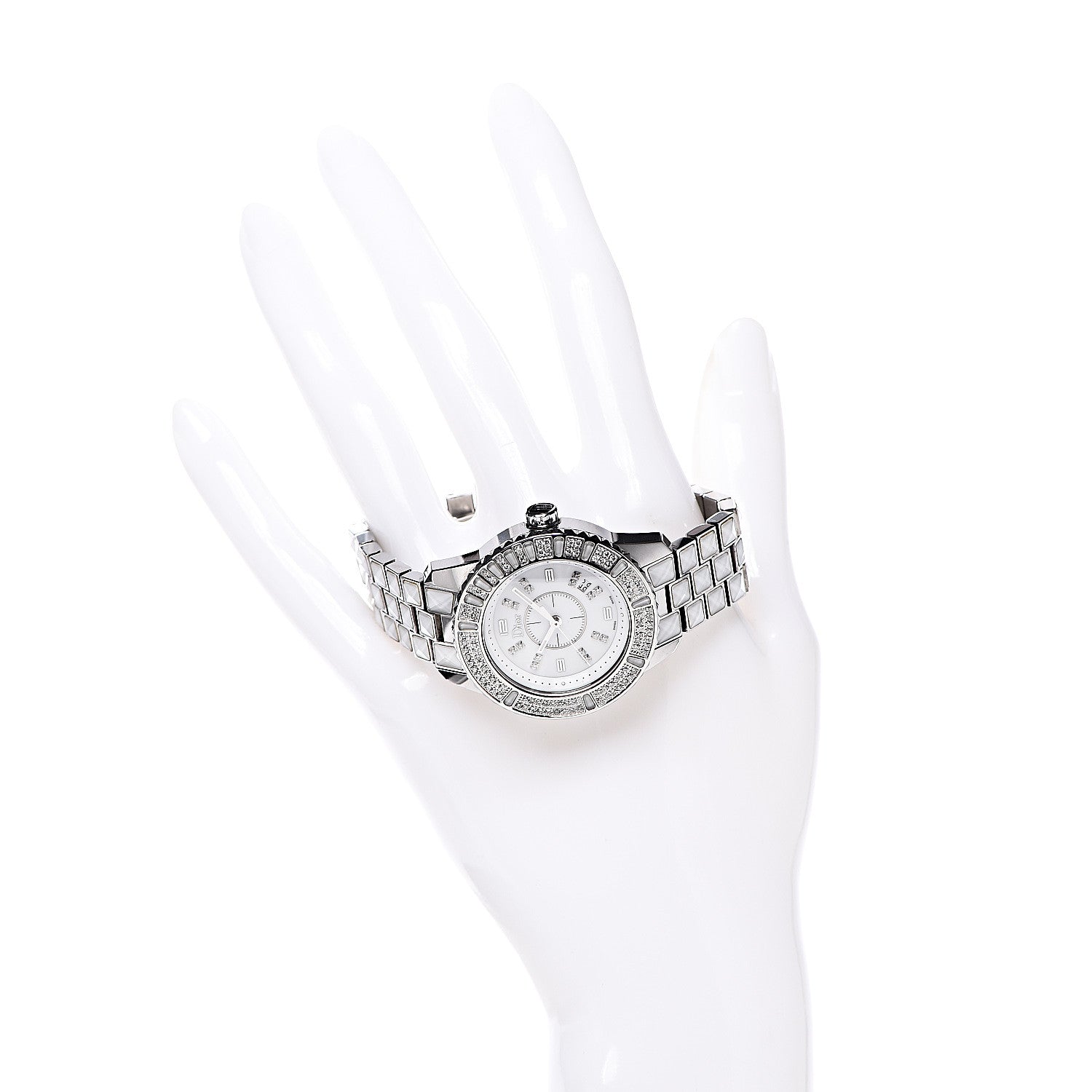 Christian Dior Stainless Steel Diamond Bezel Sapphire 33mm Christal Quartz Watch White 2 of 7