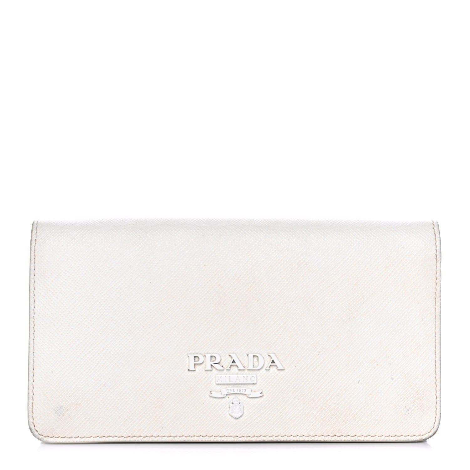 Prada Saffiano Shine Monochrome Mini Flap Crossbody Wristlet Bag Bianco 1 of 20