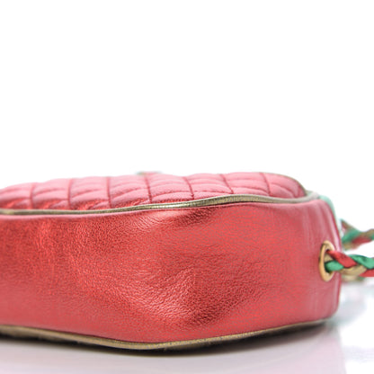 Gucci Laminated Nappa Trapuntata Mini Zumi Dome Shoulder Bag Rosso Jasmine Green Rame 7 of 10