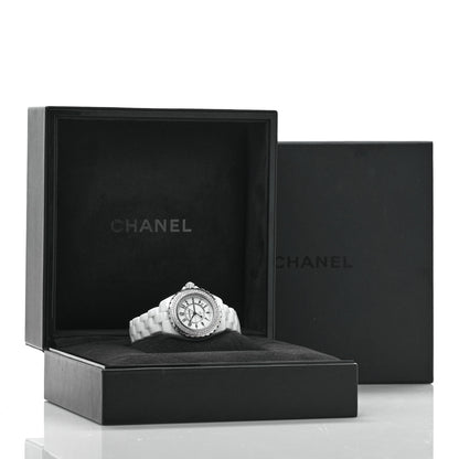 Chanel Stainless Steel Ceramic Diamond Pave Bezel 33mm J12 Quartz Watch White 5 of 5