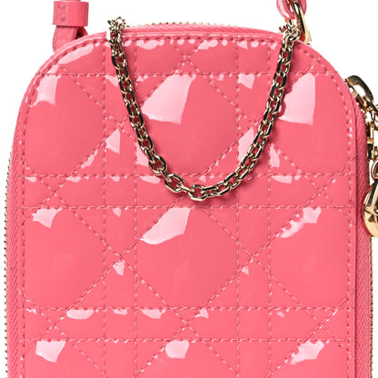 Christian Dior Patent Cannage Lady Dior Phone Holder Pink 8 of 11