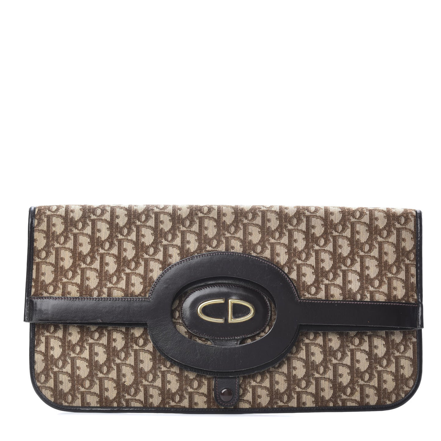 Monogram Fold Over Clutch Brown