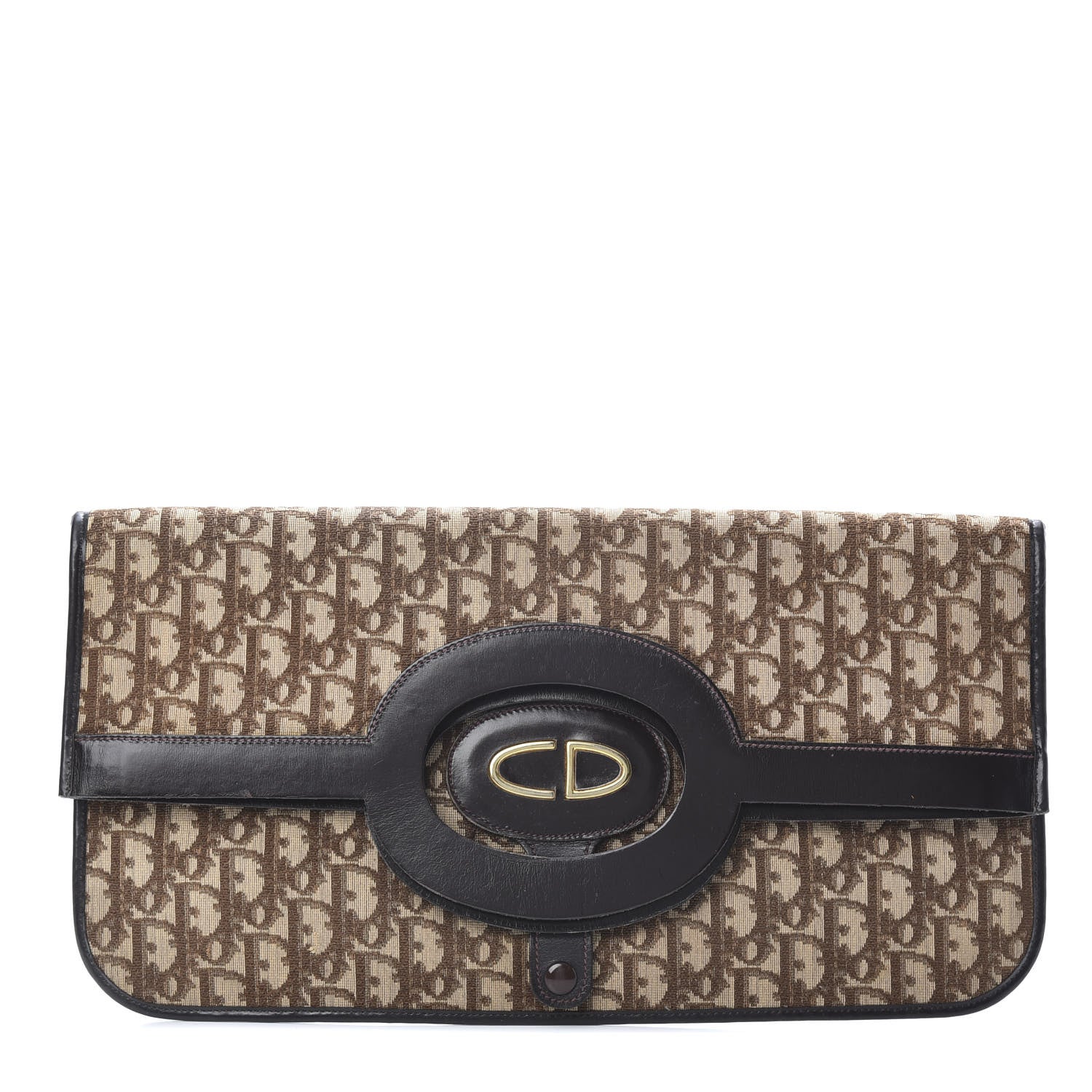 Christian Dior Monogram Fold Over Clutch Brown 1 of 11