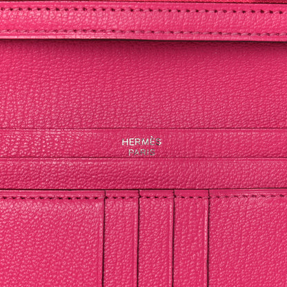 Hermes Ostrich Bearn Compact Wallet Rose Tyrien 6 of 9