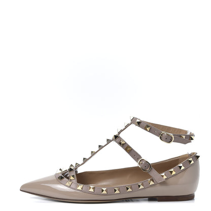 Valentino Garavani Patent Rockstud Cage Ballerina Flats 37 Poudre 1 of 10