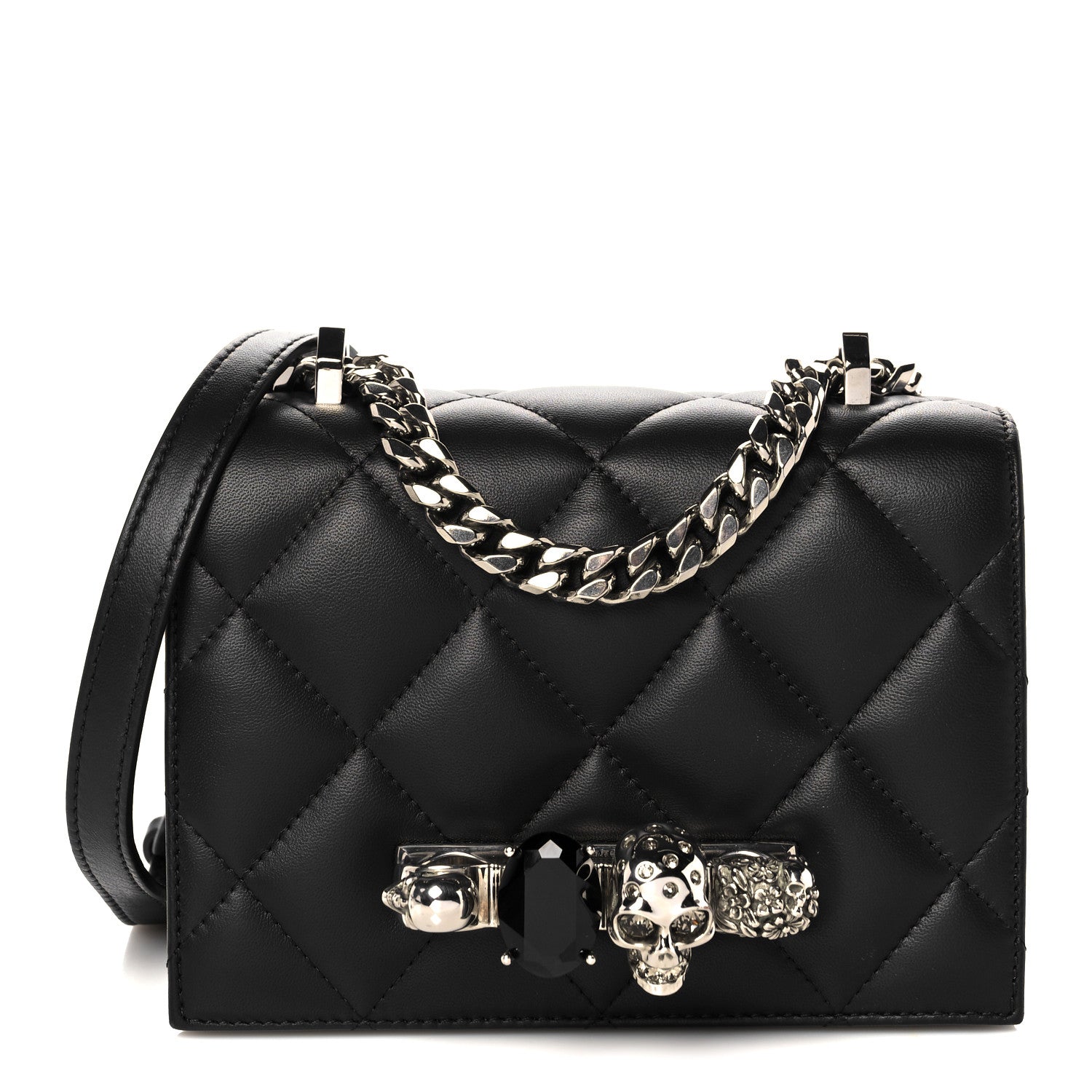 Alexander McQueen Lambskin Quilted Knuckle Shoulder Bag Black 1 of 10