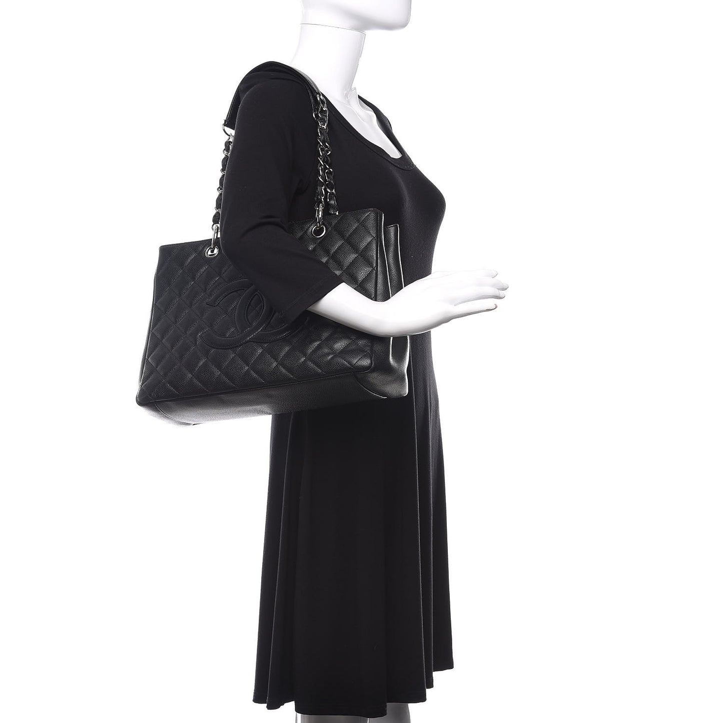 Caviar Quilted Grand Shopping Tote GST Black