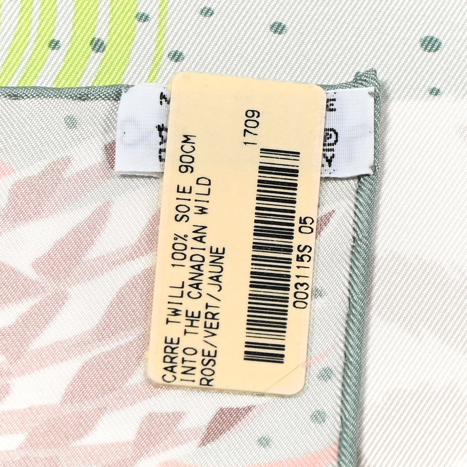 Hermes Silk Into The Canadian Wild Scarf 90 Rose Vert Jaune 3 of 5
