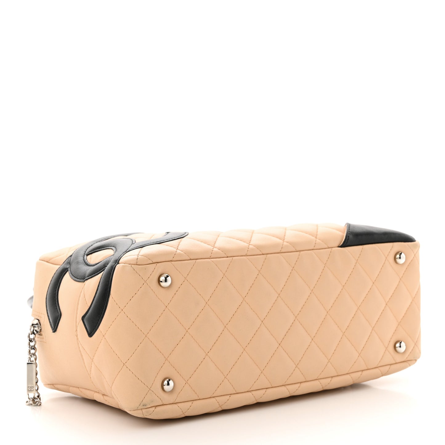 Calfskin Quilted Large Cambon Bowler Beige Black