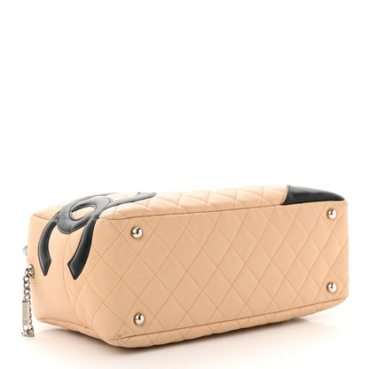 Chanel Calfskin Quilted Large Cambon Bowler Beige Black 4 of 12