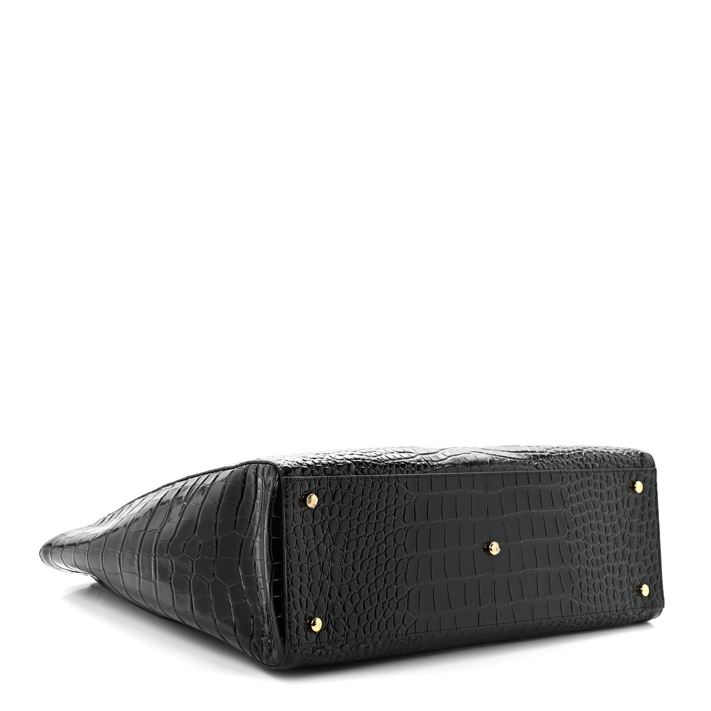 Calfskin Crocodile Embossed Archetype Large Shopping Tote Black