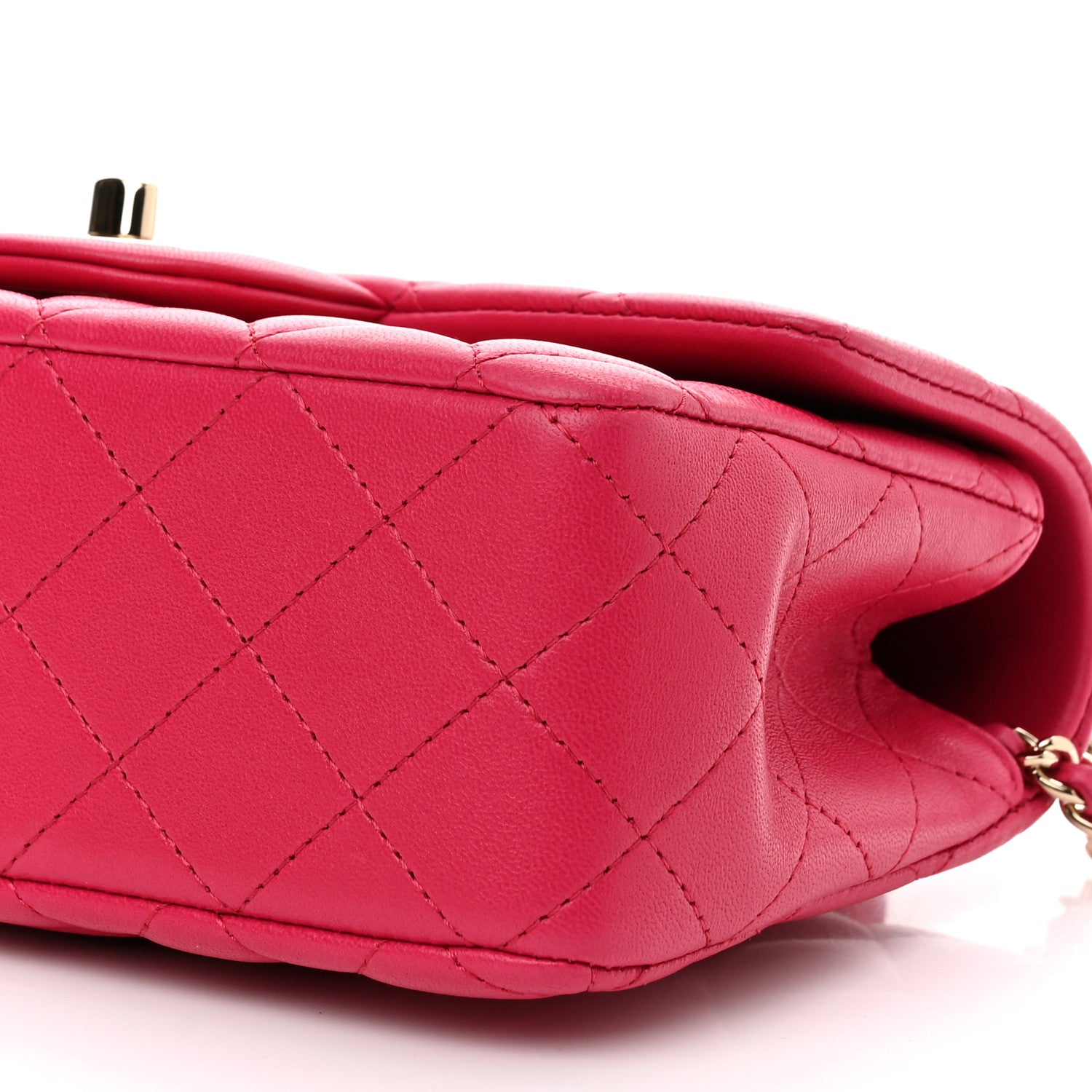 Chanel Lambskin Quilted Mini Top Handle Rectangular Flap Dark Pink 9 of 9