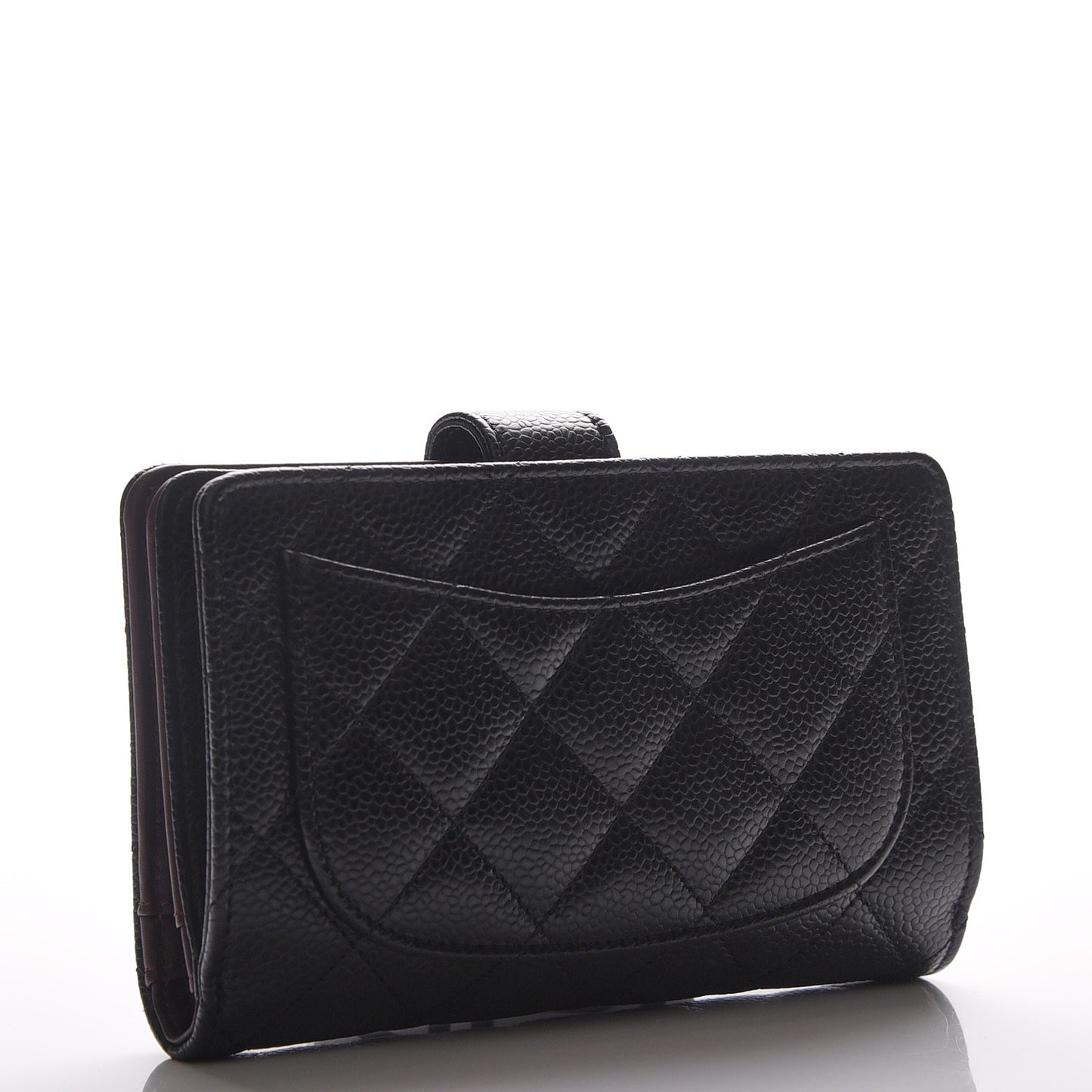 Caviar Quilted Zipped Pocket Wallet Black
