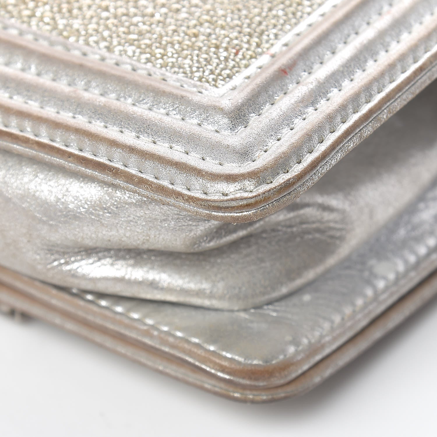 Chanel Metallic Galuchat Stingray Mini Boy Flap Silver 15 of 15