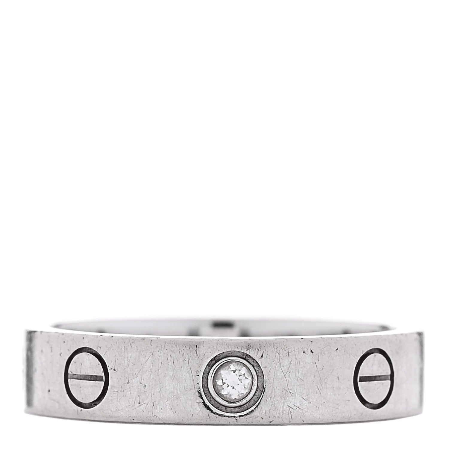 Cartier 18K White Gold Diamond 4mm LOVE Wedding Band Ring 47 4.25 51 5.75 1 of 5