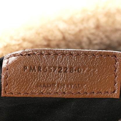 Saint Laurent Suede Calfskin Shearling Le 5 A 7 Hobo Dark Cigar Natural Beige 7 of 11
