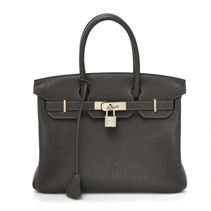 Hermes Togo Horseshoe Birkin 30 Graphite Kiwi 1 of 12