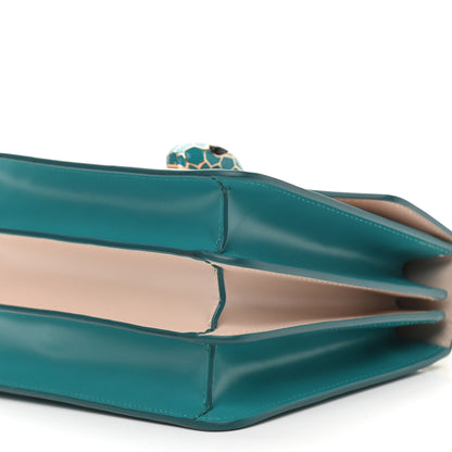 Bulgari Calfskin Contrast Serpenti Forever Top Handle Tropical Turquoise Milky Opal 9 of 9