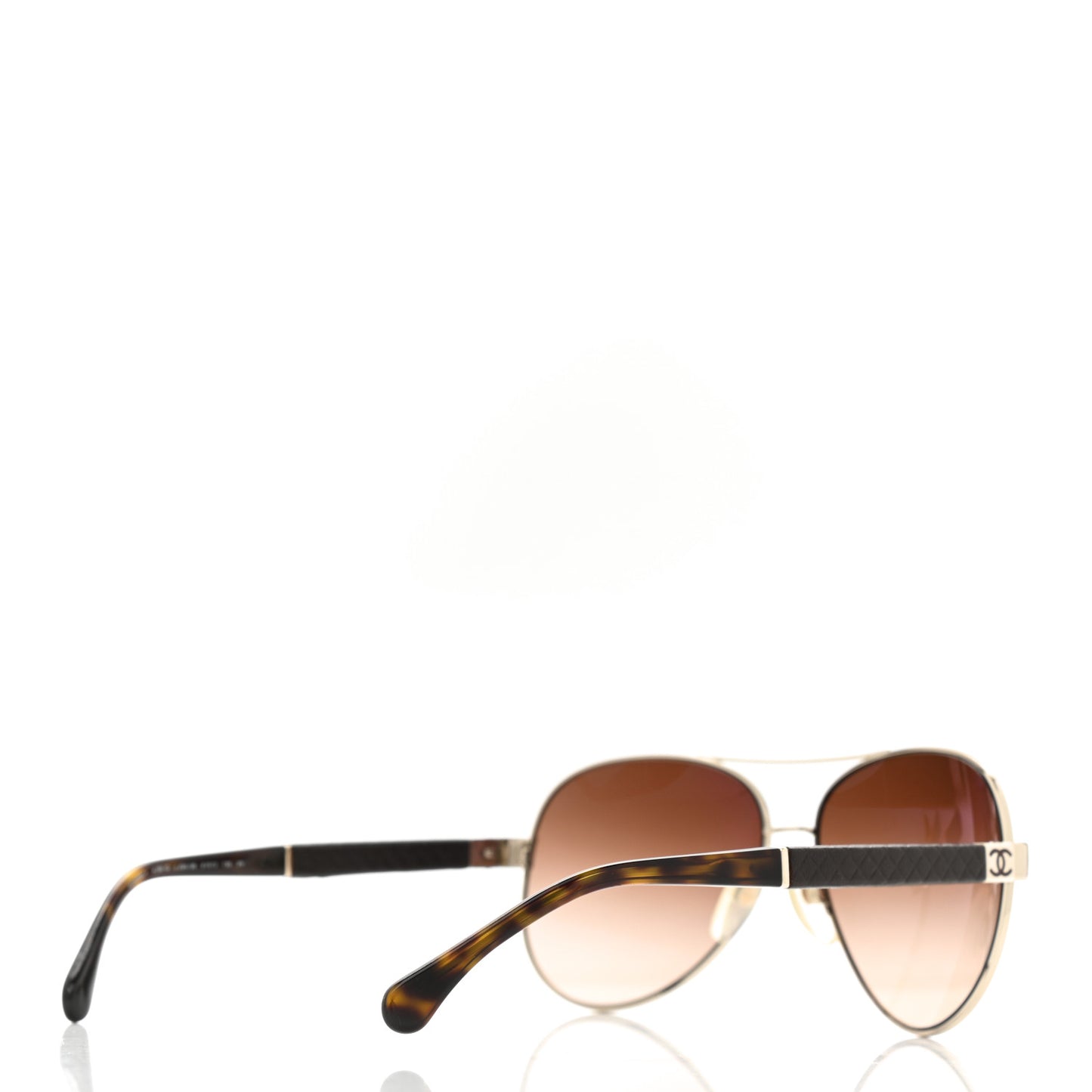 Lambskin Quilted CC Aviator Sunglasses 4195-Q Brown Gold