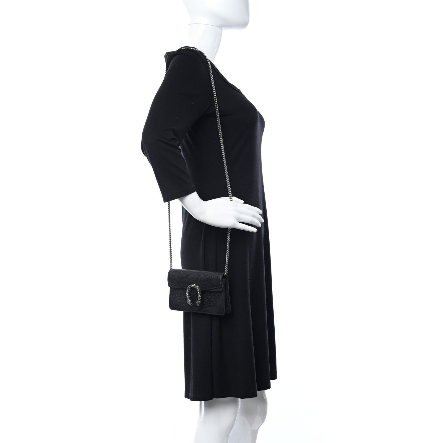 Gucci Calfskin Super Mini Dionysus Shoulder Bag Black 2 of 8